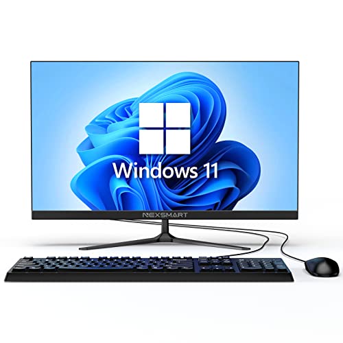 Windows 11 Desktop Computer Intel Celeron N5095 2.9Ghz All in One PC 23 inch 8GB RAM 512GB SSD 1920 * 1080 IPS Display Computer with Dual-Band WiFi & Bluetooth Keyboard and Mouse